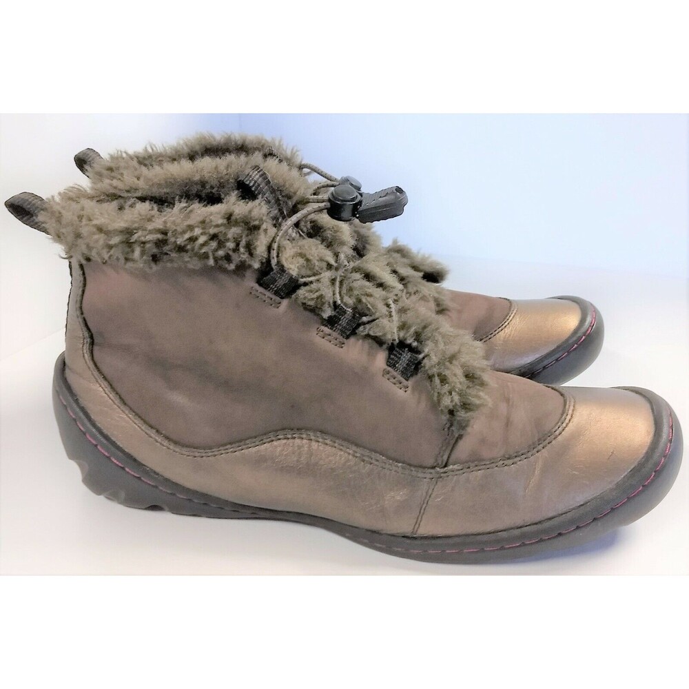 Privo by Clarks two tone bronze brown leather winter ankle boot, US women's size